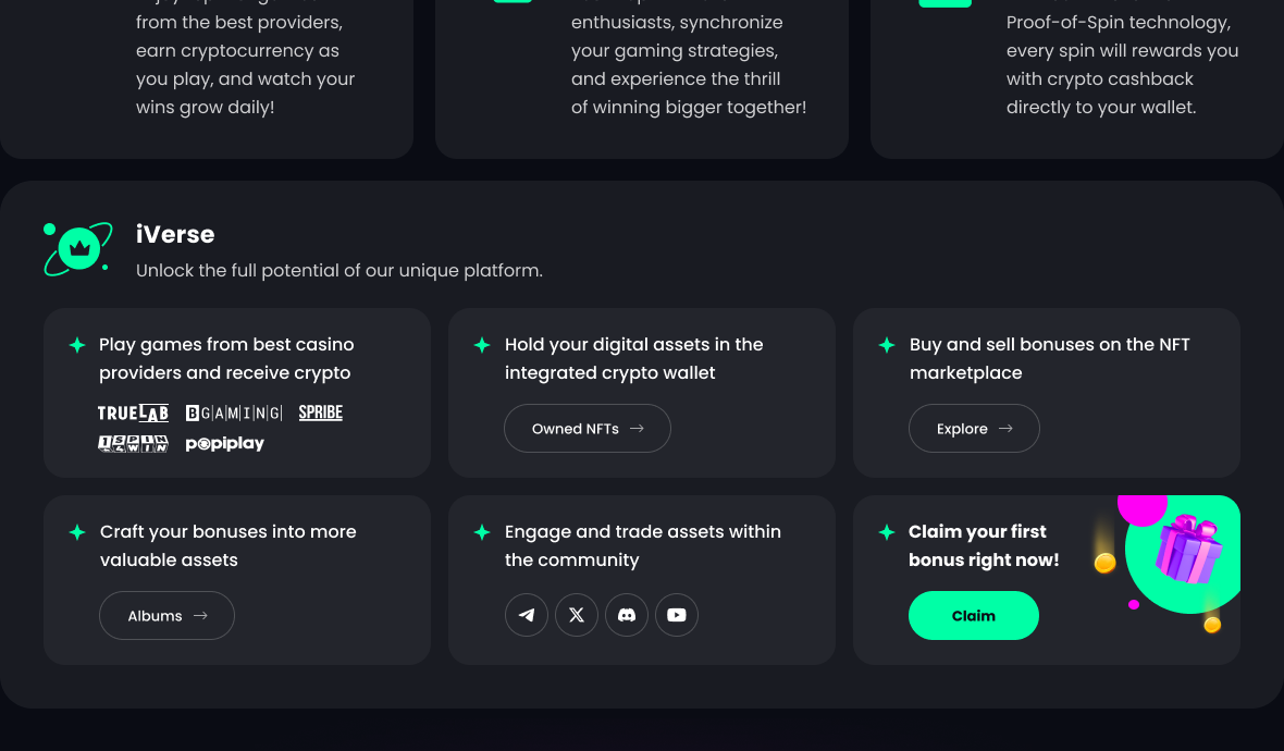 iGaming Guild ecosystem explanation cards and iVerse flow