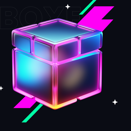 Neon mystery box with lightning accents